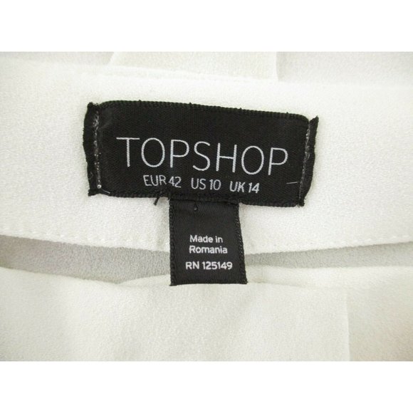 TopShop Pants Womens 10 White Slacks Relaxed Fit Tapered Stretch Casual - Picture 3 of 10